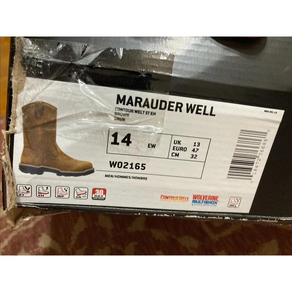 Wolverine Marauder WELL STEEL TOE WORK BOOT Mens SZ 14 EW New Brown W02165
